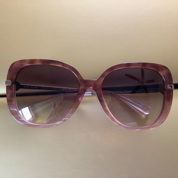 Coach 55mm Gradient Square Sunglasses Peach Tortoise - Picture 16 of 16